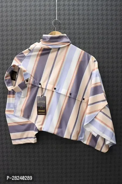 Elegant Cotton Lycra Striped Short Sleeves Casual Shirts For Men-thumb0