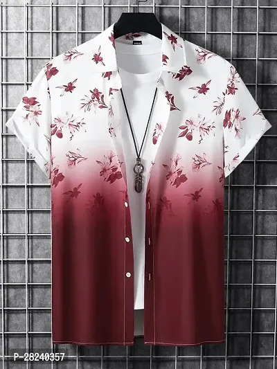 Elegant Lycra Blend Printed Short Sleeves Casual Shirts For Men-thumb0