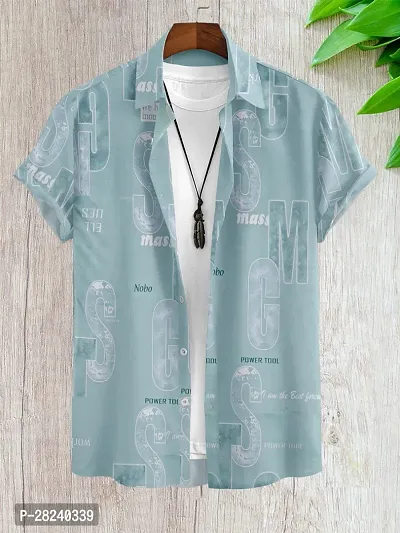 Elegant Cotton Lycra Printed Short Sleeves Casual Shirts For Men-thumb0