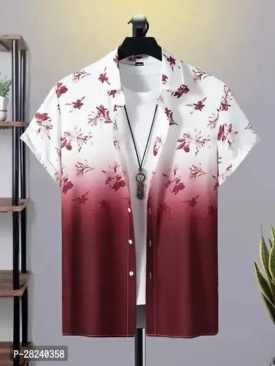 Elegant Cotton Lycra Printed Short Sleeves Casual Shirts For Men-thumb0