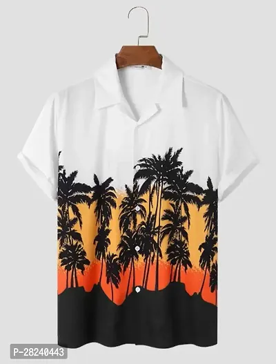 Elegant Lycra Blend Printed Short Sleeves Casual Shirts For Men