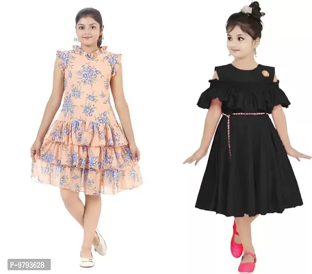 Fabulous  Crepe  Frocks For Girls Pack Of 2-thumb0