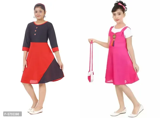 Fabulous  Crepe  Frocks For Girls Pack Of 2-thumb2