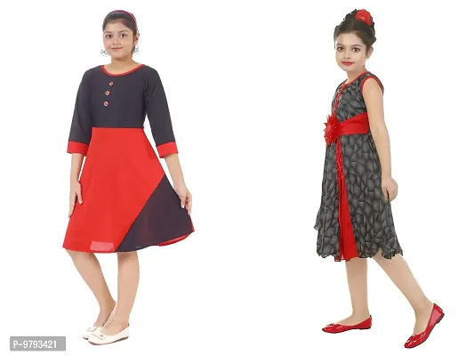 Fabulous  Crepe  Frocks For Girls Pack Of 2-thumb2