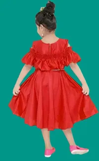 Fabulous Red Crepe Solid Dress For Girls-thumb1