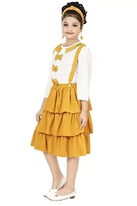 Fabulous Yellow Crepe Embellished Dress For Girls-thumb2