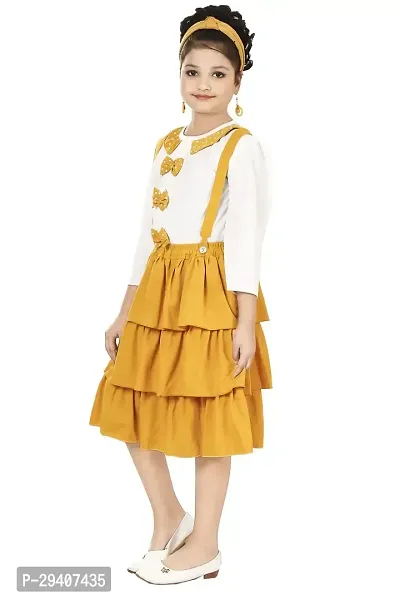 Fabulous Yellow Crepe Embellished Dress For Girls-thumb3