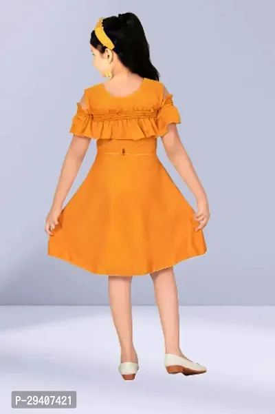 Fabulous Yellow Cotton Blend Embellished Dress For Girls-thumb2