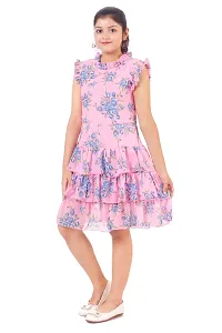 Pink Georgette  Dress for Girls-thumb1