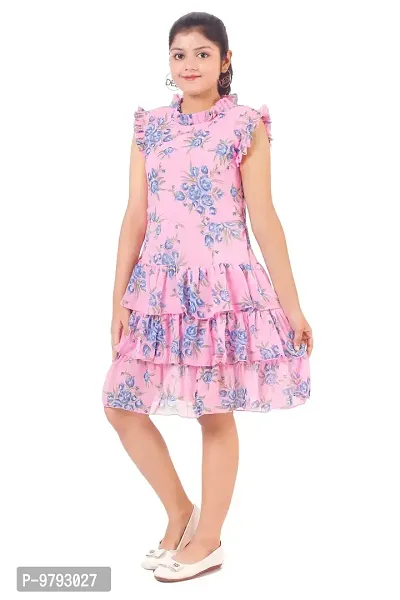 Pink Georgette  Dress for Girls-thumb2