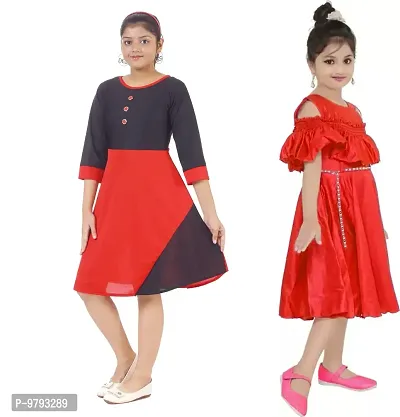 Fabulous  Crepe  Frocks For Girls Pack Of 2-thumb2