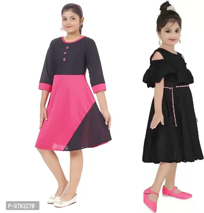 Fabulous  Crepe  Frocks For Girls Pack Of 2-thumb2