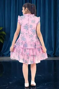 Fabulous Pink Georgette Printed Dress For Girls-thumb1