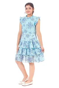 Blue Georgette  Dress for Girls-thumb1