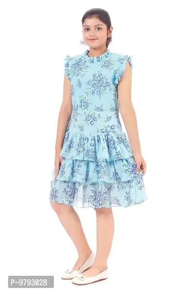 Blue Georgette  Dress for Girls-thumb2