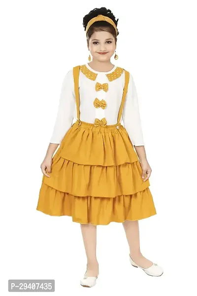 Fabulous Yellow Crepe Embellished Dress For Girls-thumb2