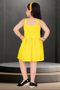 Fabulous Yellow Crepe Solid Dress For Girls-thumb2