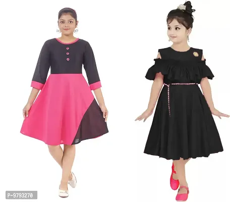 Fabulous  Crepe  Frocks For Girls Pack Of 2-thumb0