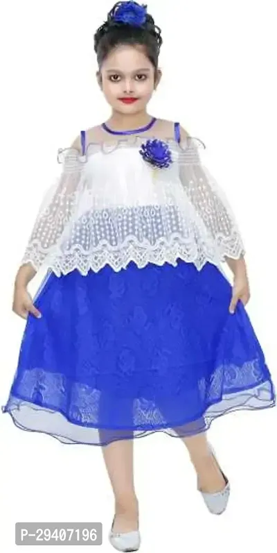 Fabulous White Net Printed Dress For Girls