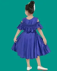 Fabulous Blue Crepe Solid Dress For Girls-thumb1