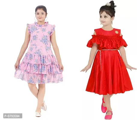 Fabulous  Crepe  Frocks For Girls Pack Of 2