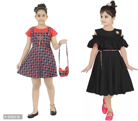 Fabulous  Crepe  Frocks For Girls Pack Of 2-thumb0