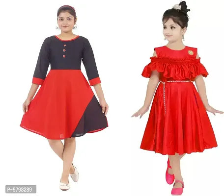 Fabulous  Crepe  Frocks For Girls Pack Of 2