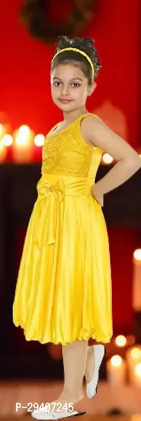 Fabulous Yellow Silk Blend Embellished Dress For Girls-thumb2