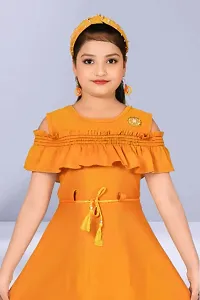 Fabulous Yellow Cotton Blend Embellished Dress For Girls-thumb3