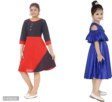 Fabulous  Crepe  Frocks For Girls Pack Of 2-thumb2