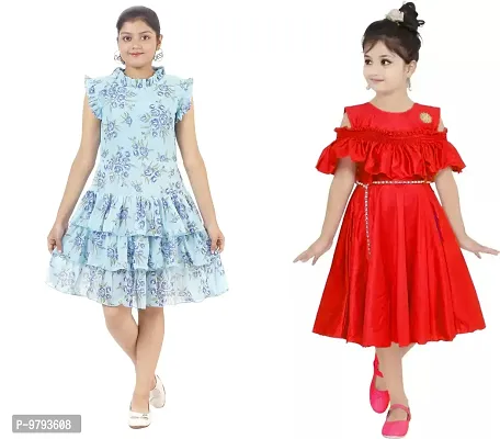 Fabulous  Crepe  Frocks For Girls Pack Of 2-thumb0