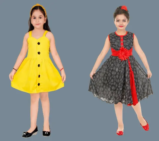 Fabulous Crepe Party Wear Frocks For Girls Pack Of 2