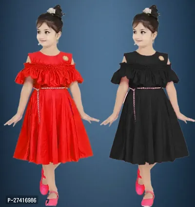 Girls Midi/Knee Length Party Dress (pack of 2)