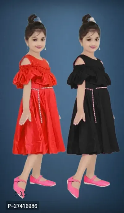 Girls Midi/Knee Length Party Dress (pack of 2)-thumb2