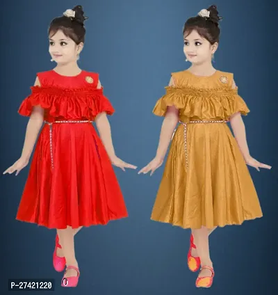 Girls Midi/Knee Length Party Dress (pack of 2)