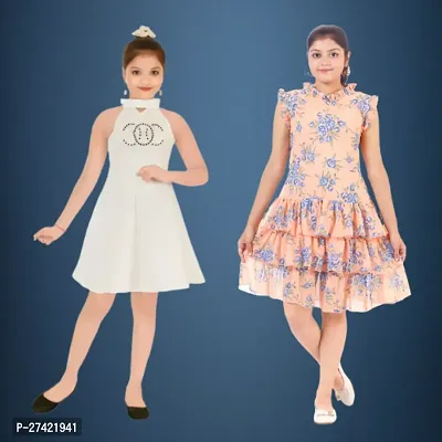 Girls Midi/Knee Length Party Dress (c pack of 2)