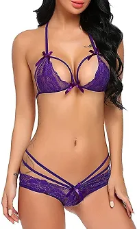 Babydoll Sleepwear Lingerie Night Dress Lingerie for Women Womens Babydoll Nightwear Honeymoon Babydoll Ladies Dresses- Purple-thumb1