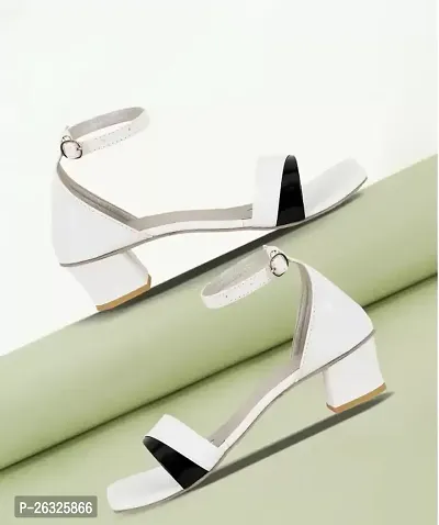 Stylish White Synthetic Leather Solid Heels For Women