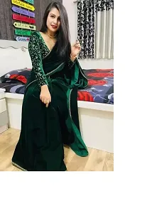 Classic Velvet Solid Saree with Blouse piece-thumb2