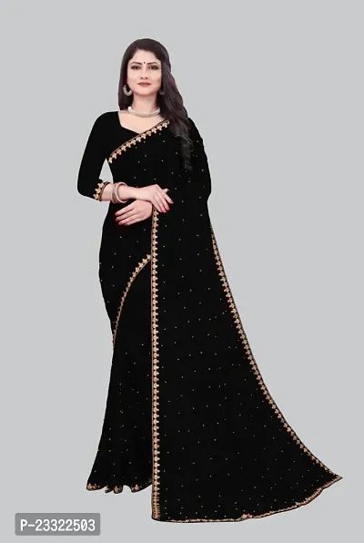 Beautiful Chiffon  Saree Without Blouse Piece For Women-thumb0