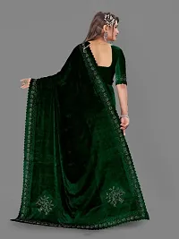 Heavy Velvet Siroski Border with CutWork lace Saree With Embroidery work Blouse PieceBlouse-thumb1