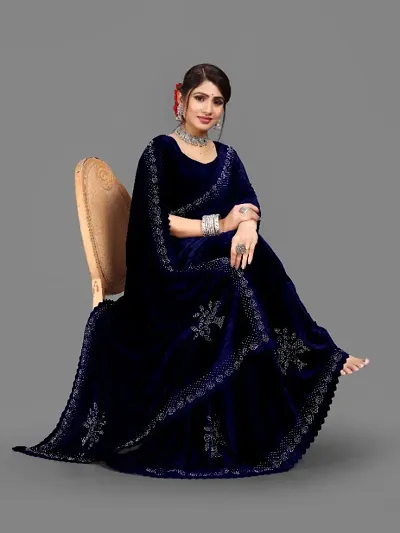 Hot Selling Velvet Saree with Blouse piece 