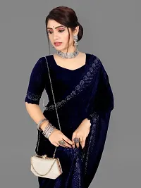 Heavy Velvet Siroski Border with CutWork lace Saree With Embroidery work Blouse PieceBlouse-thumb2