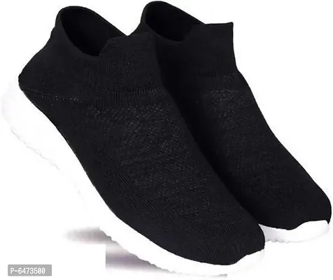 Stylish Black Mesh Self Design Sneakers For Men And Boys-thumb2