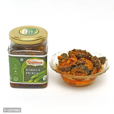 Chattkare Homemade Karela Pure Veg 250g Pickle Achar-Traditional Bengal Taste-Glass Jar-thumb4