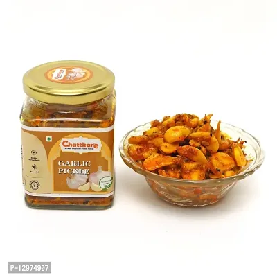 Chattkare Homemade Garlic Pure Veg 250g Pickle Achar-Traditional Bengal Taste-Glass Jar-thumb3