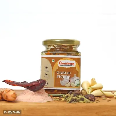 Chattkare Homemade Garlic Pure Veg 250g Pickle Achar-Traditional Bengal Taste-Glass Jar-thumb4