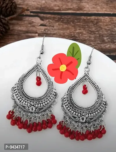 Elegant Oxidized Red Earrings For Women