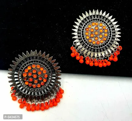 Elegant Oxidized Orange Beads Earrings For Women