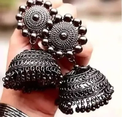 Elegant Oxidized Black Earrings For Women-thumb0